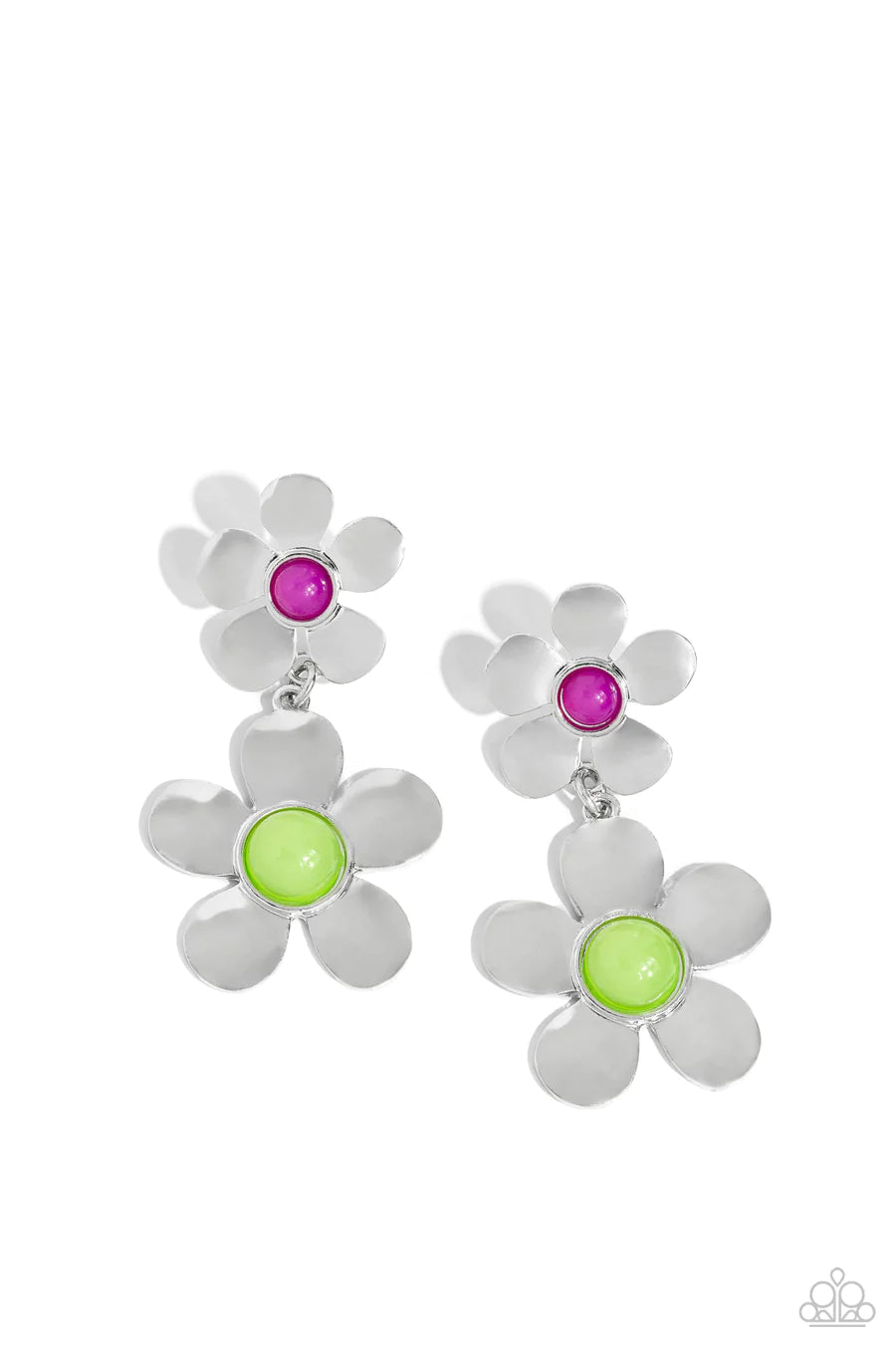 Paparazzi Fashionable Florals Green- Green and Pink Earrings