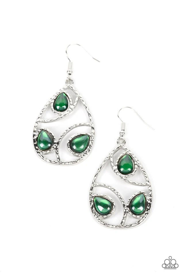 Paparazzi - Send the BRIGHT Message - Green Earrings