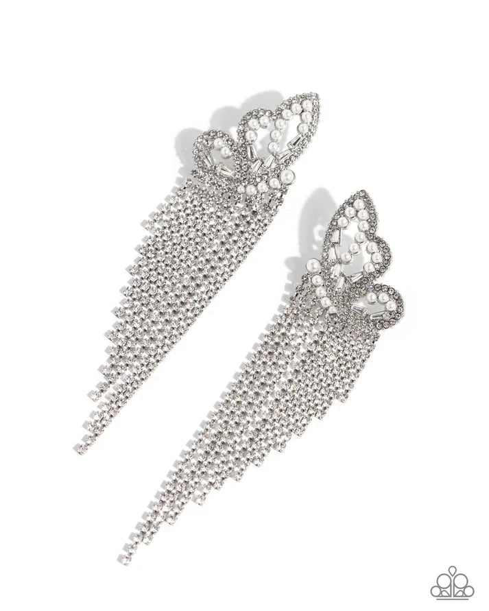 Paparazzi Aerial Accent White Earrings