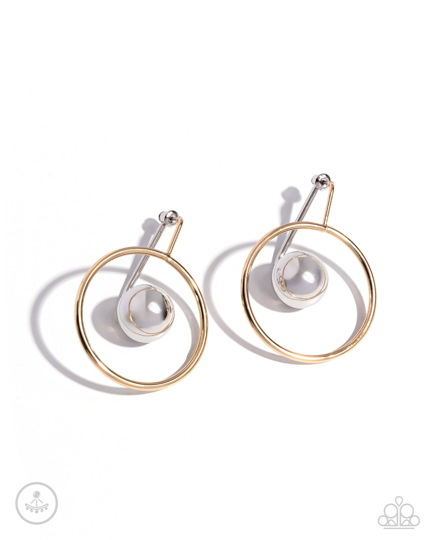 Paparazzi - Boldly Balanced - Gold and Silver Earrings