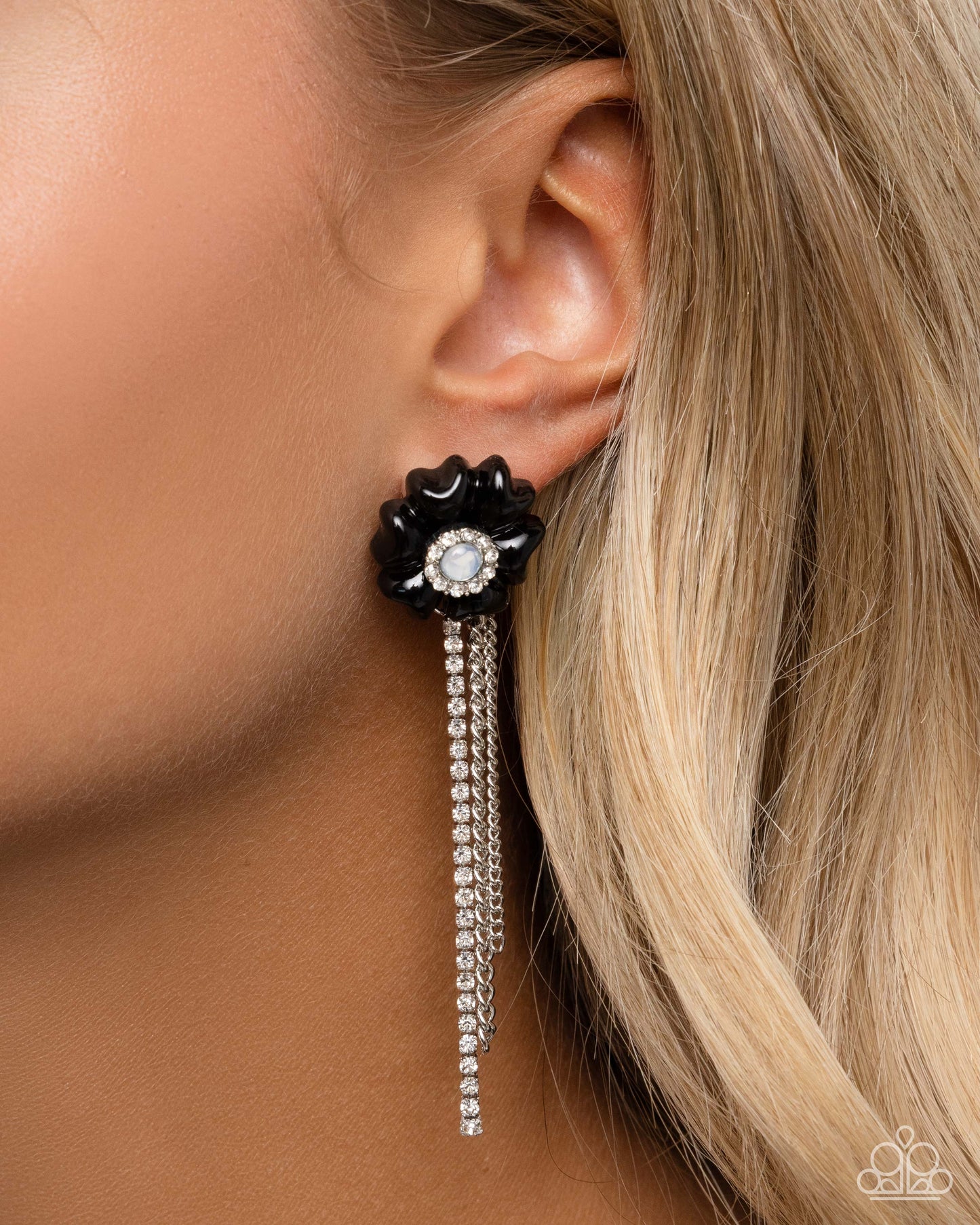 Paparazzi - Floral Fuel - Black Earrings