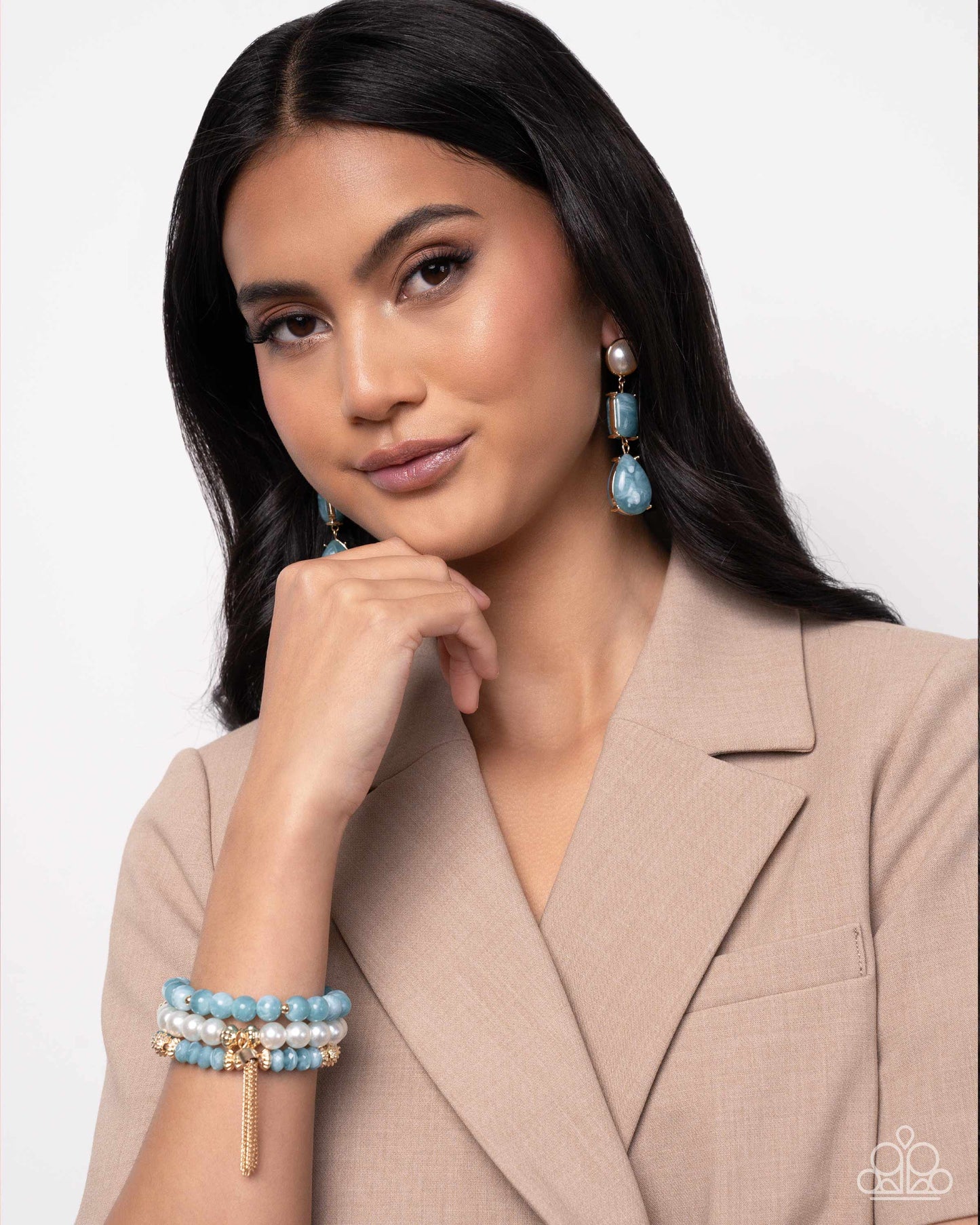 Paparazzi - Marbled Masterpiece - Blue Earrings
