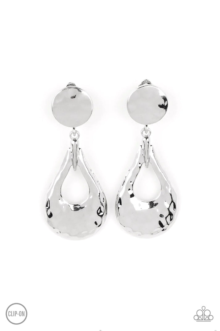 Paparazzi Metallic Magic - Silver Clip-on Earrings
