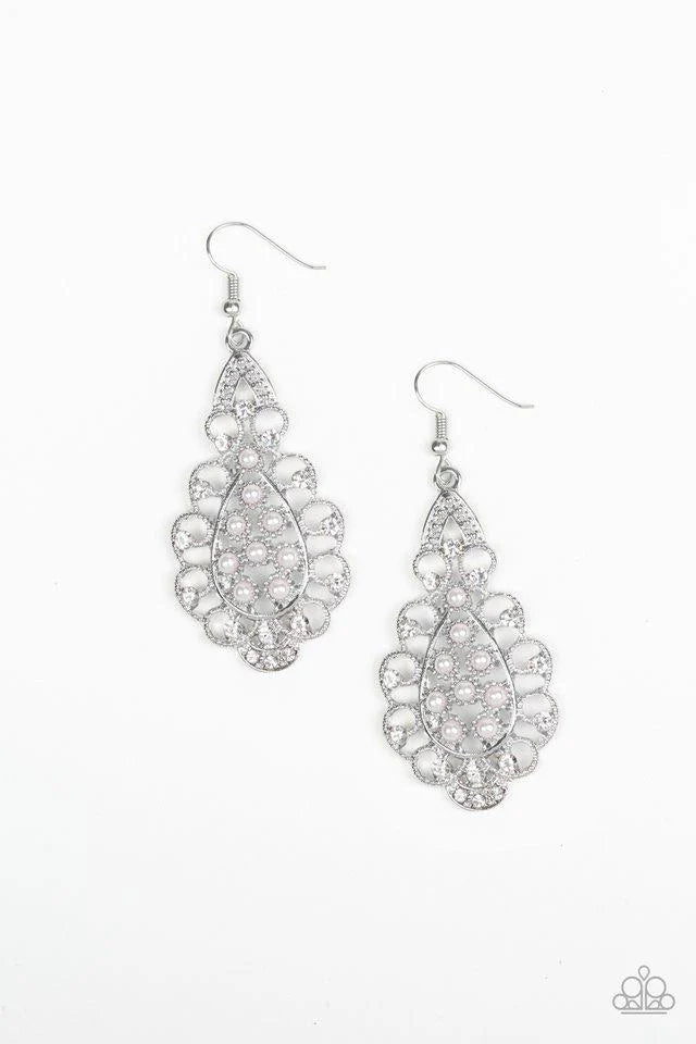 Paparazzi Earrings ~ Sprinkle On The Sparkle - White
