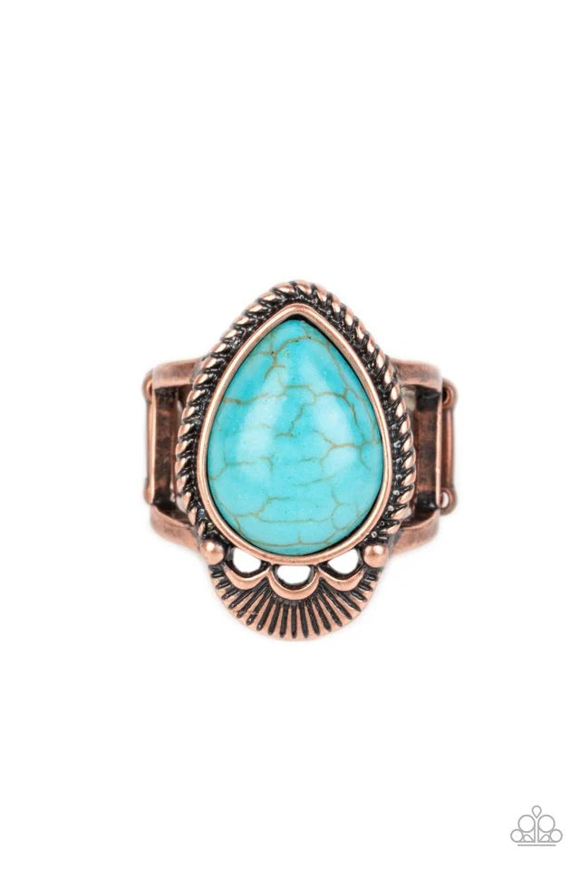 Paparzzi Copper Ring Rural Rapids - Blue (Turquoise)