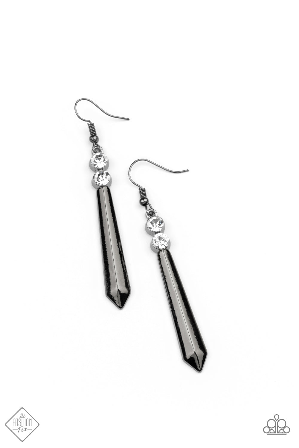 Sparkle Stream Black Earrings-Paparazzi