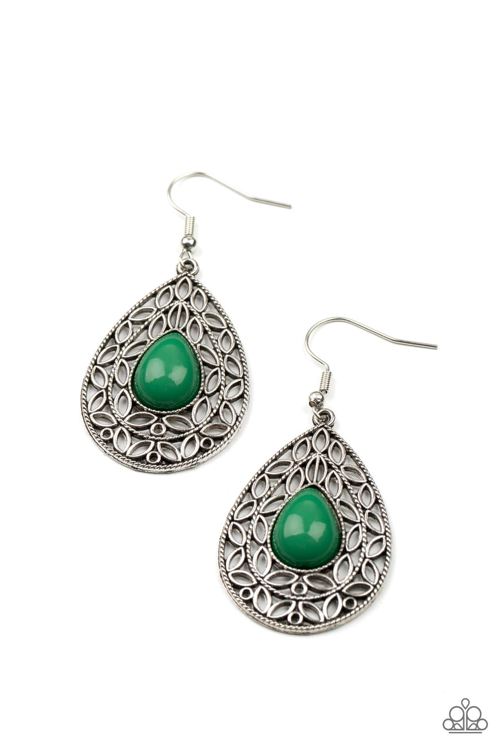 Fanciful Droplets - Green Paparazzi Earrings
