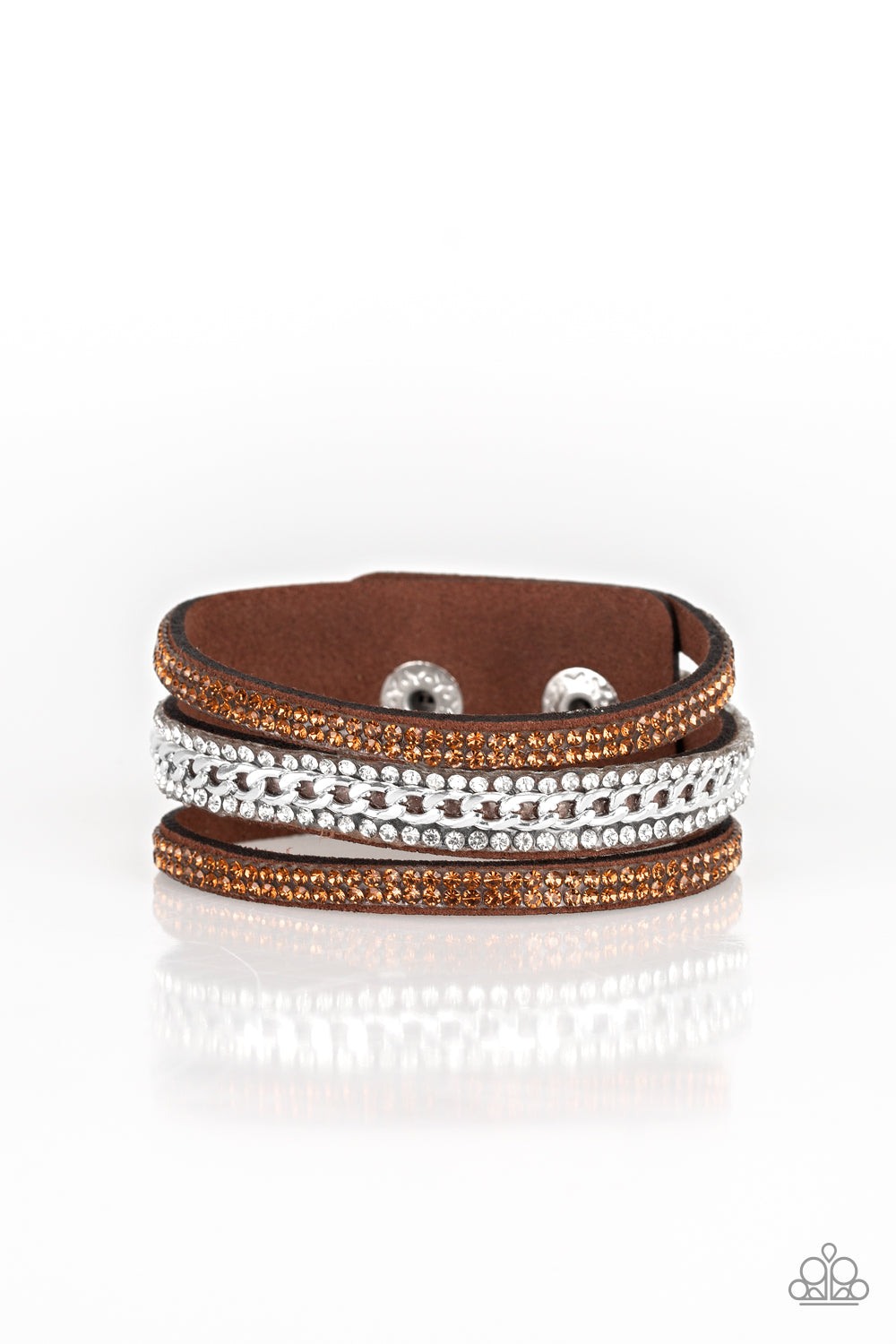 Paparazzi Rollin In Rhinestones - Brown Bracelet