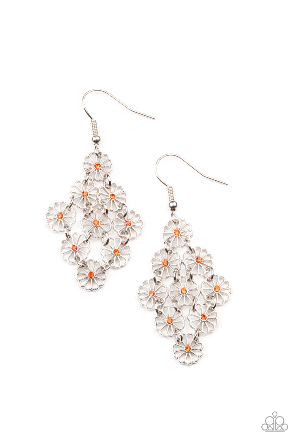 Paparazzi - Bustling Blooms - Orange Earrings