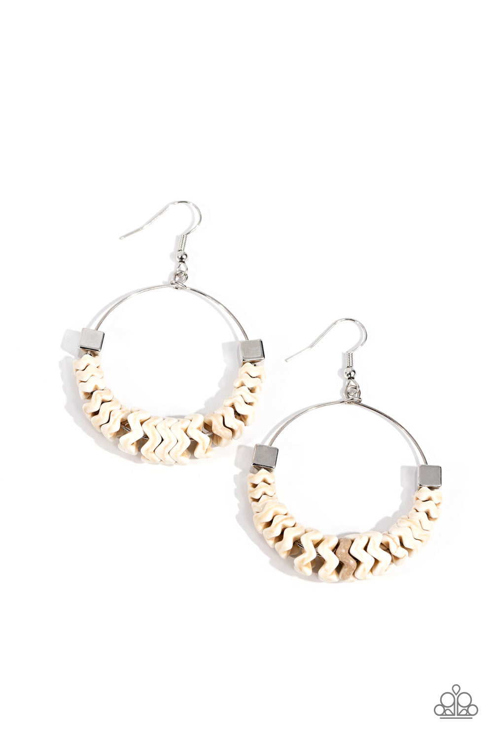 Paparazzi - Capriciously Crimped - White Earrings