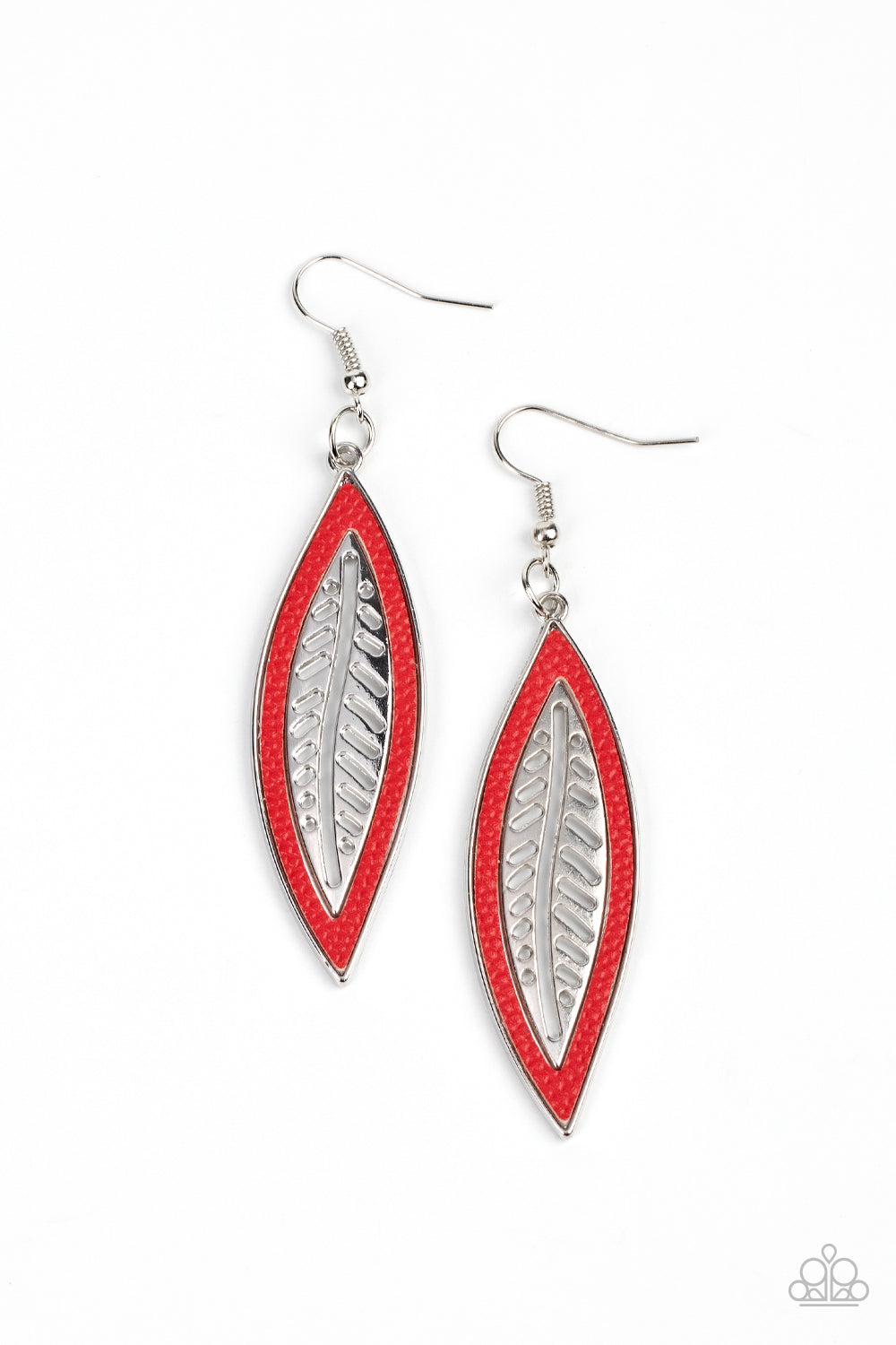 Paparazzi Leather Lagoon Red Earrings