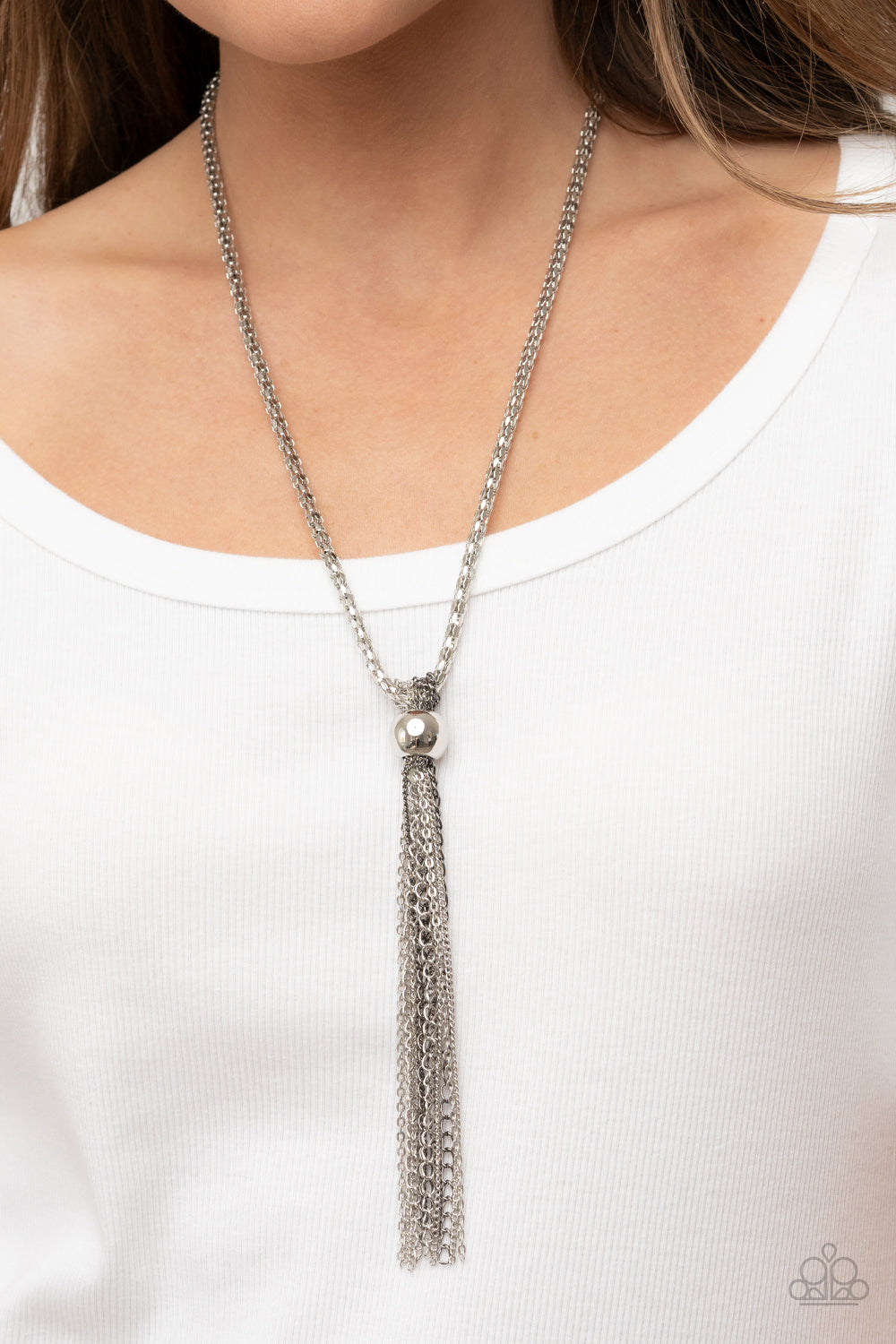 Paparazzi - Metallic MESH-Up - Silver Necklace