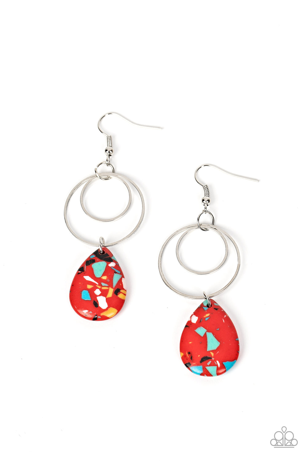 Paparazzi - Terrazzo Tempo - Red Earrings