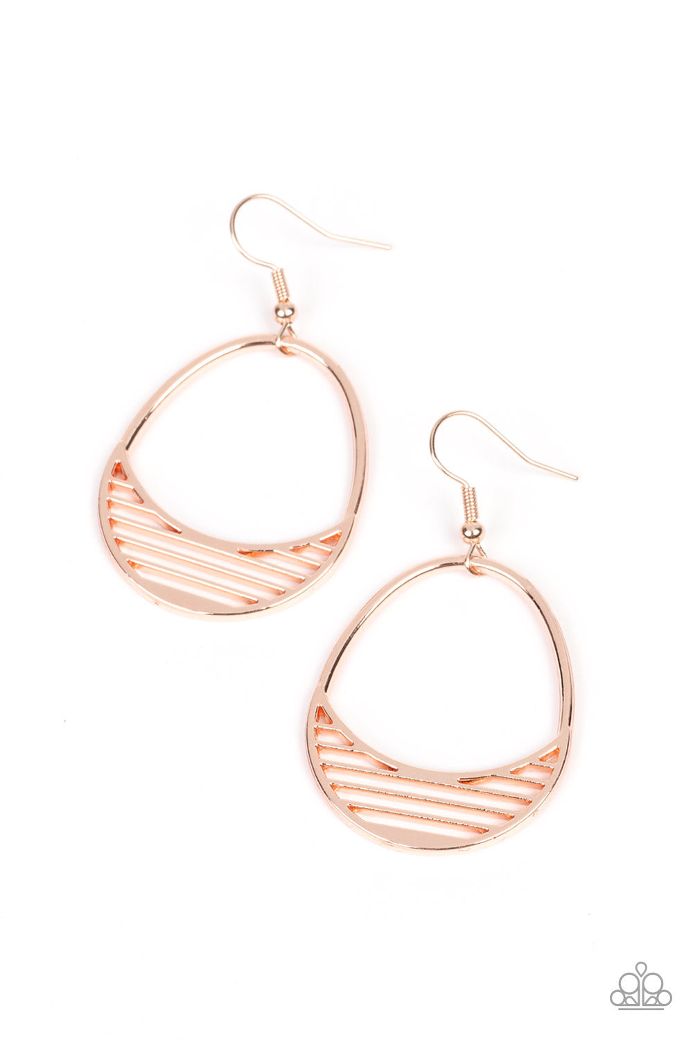 Paparazzi - Segmented Shimmer - Rose Gold Earrings