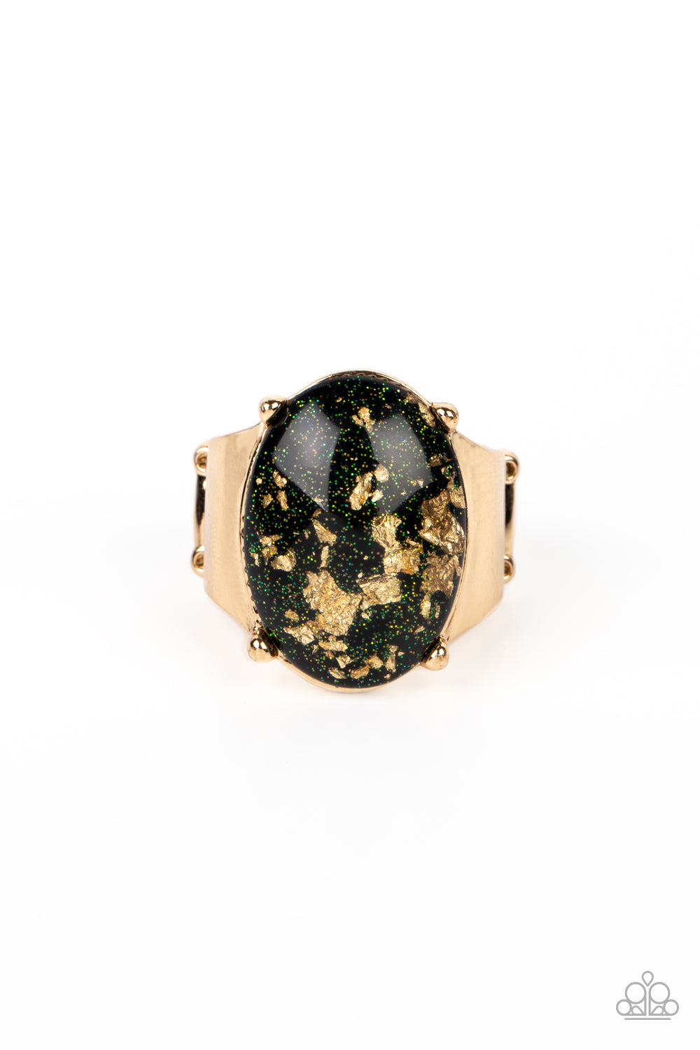 Paparazzi - Gold Leaf Glam - Black Ring