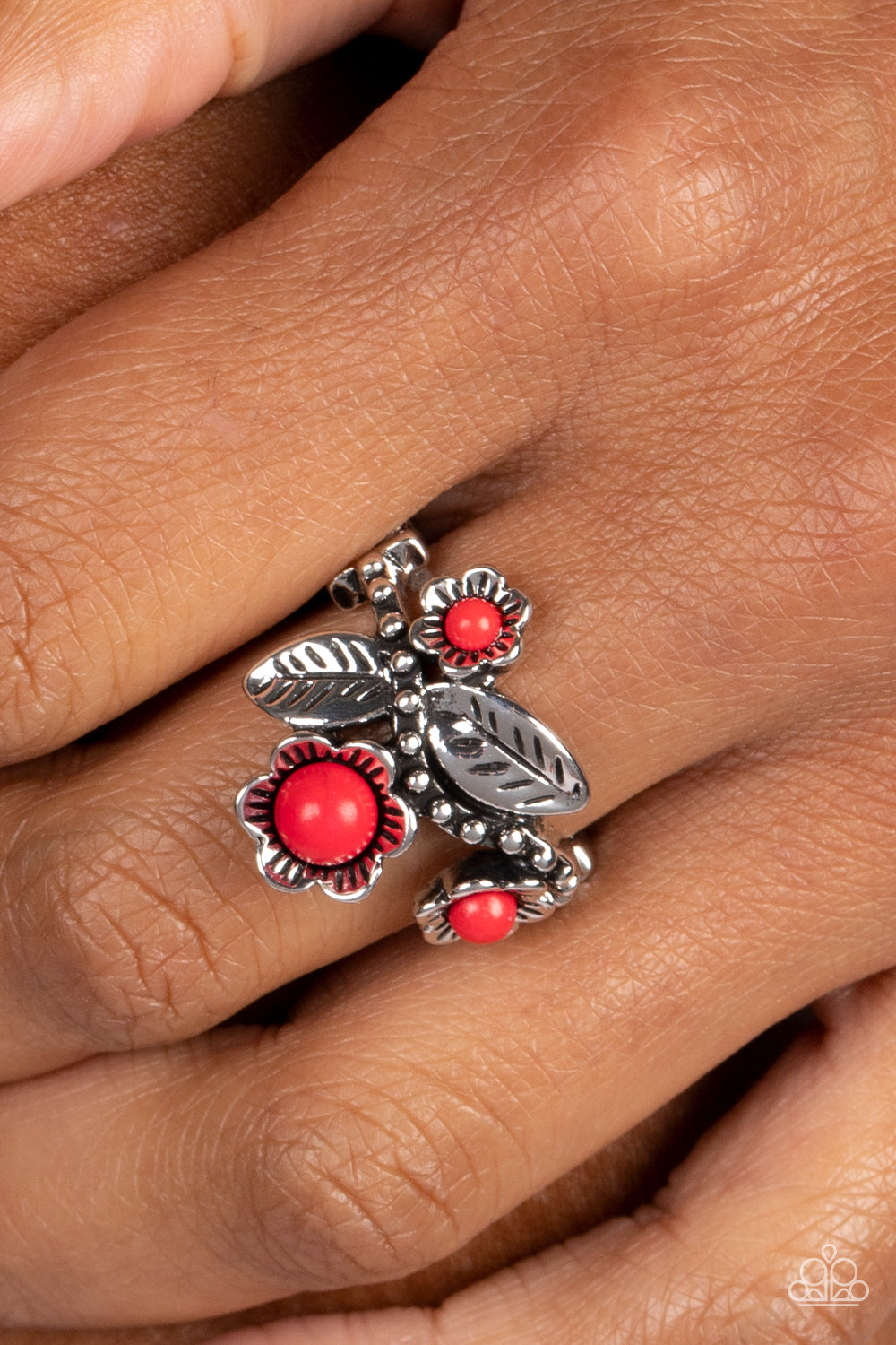 Wonderland Wildflower - Red Ring - Paparazzi