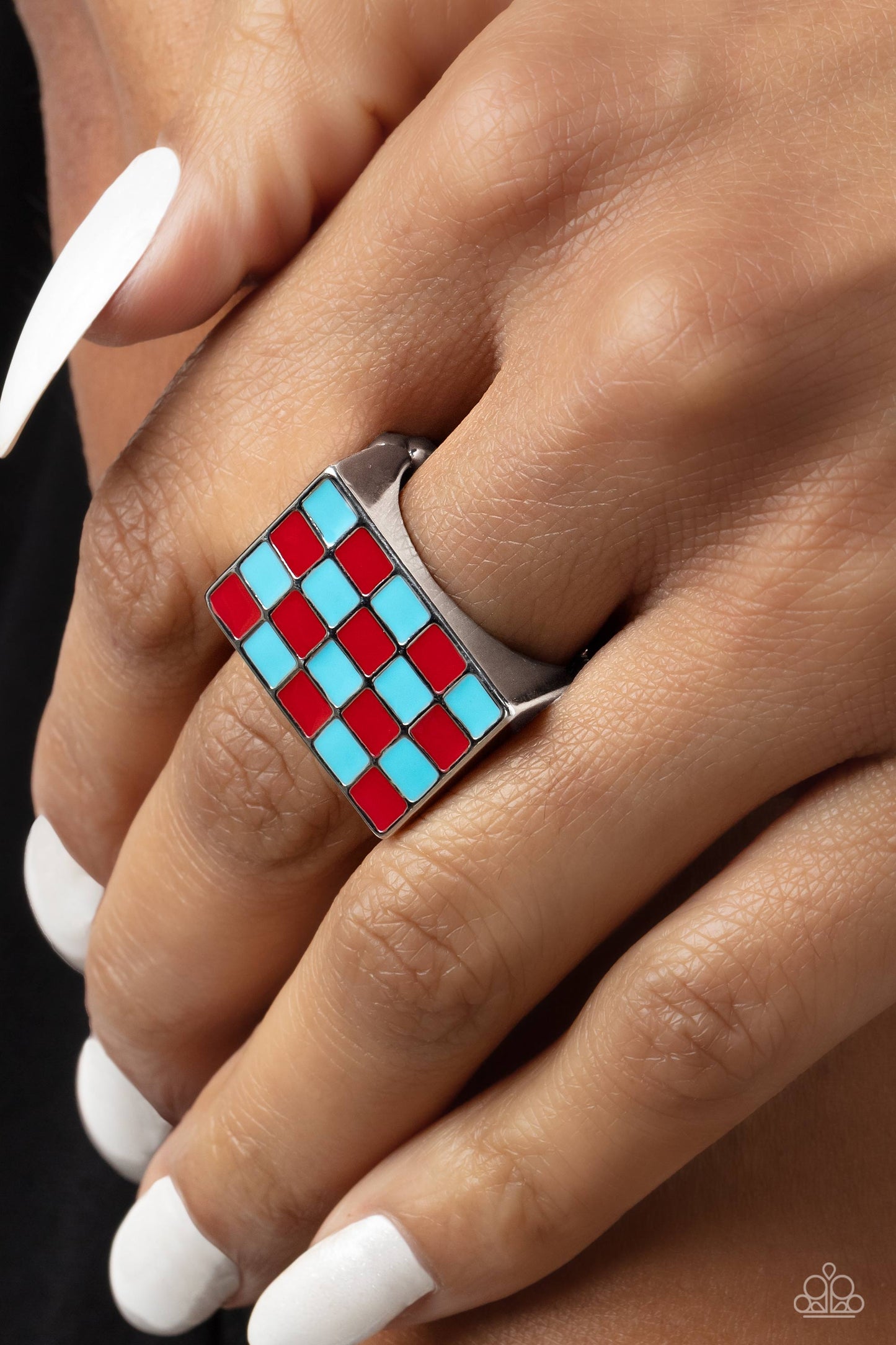 Paparazzi - Checkerboard Craze - Red Ring