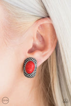 PAPARAZZI "BEDROCK BOMBSHELL" RED CLIP-ON EARRINGS