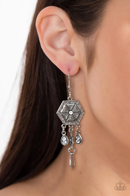 Paparazzi Dreamcatcher Delight White Earrings