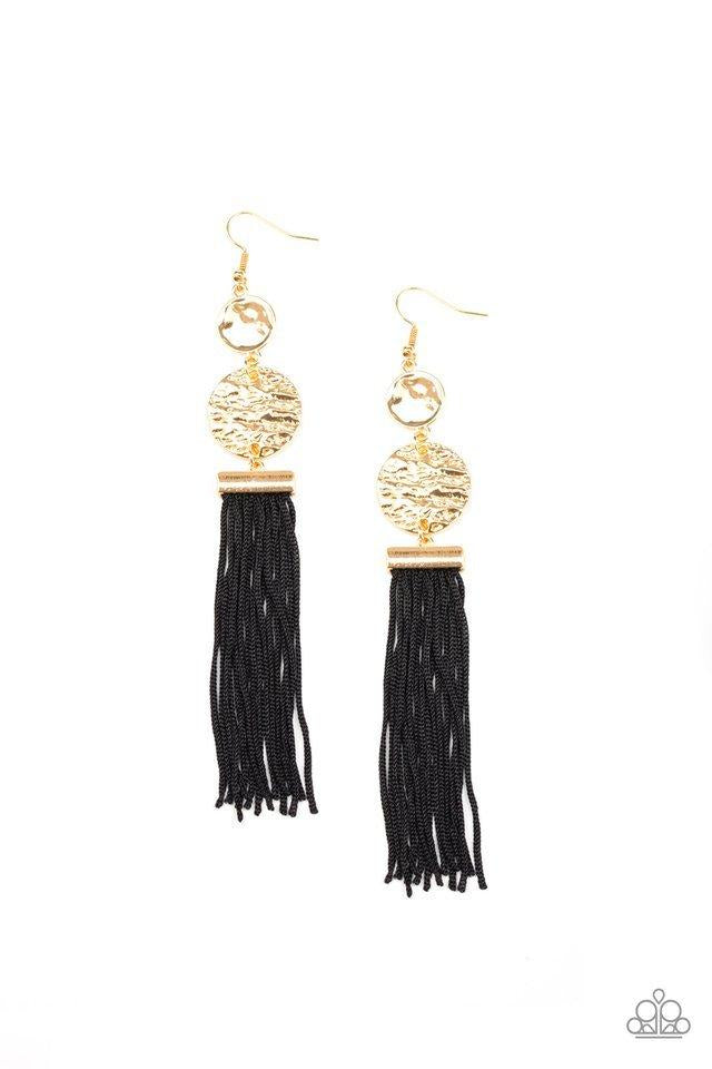 Paparazzi Lotus Gardens - Gold/Black Earrings