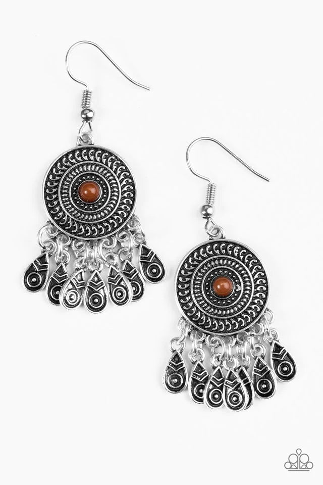 Sahara Sunsets - Brown Paparazzi Earrings