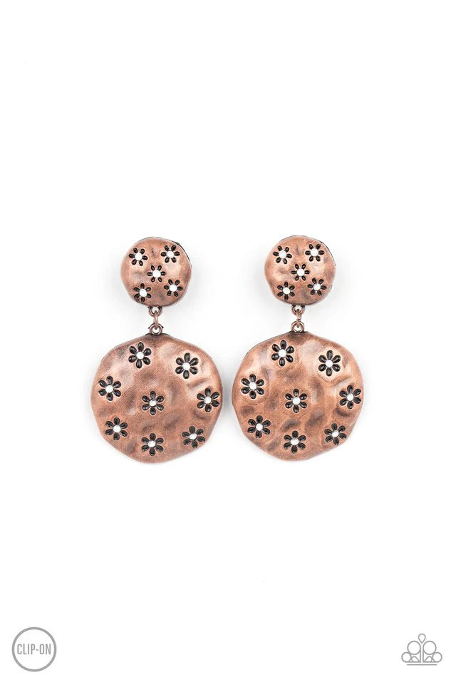 Paparazzi Industrial Fairytale Copper Clip-on Earrings