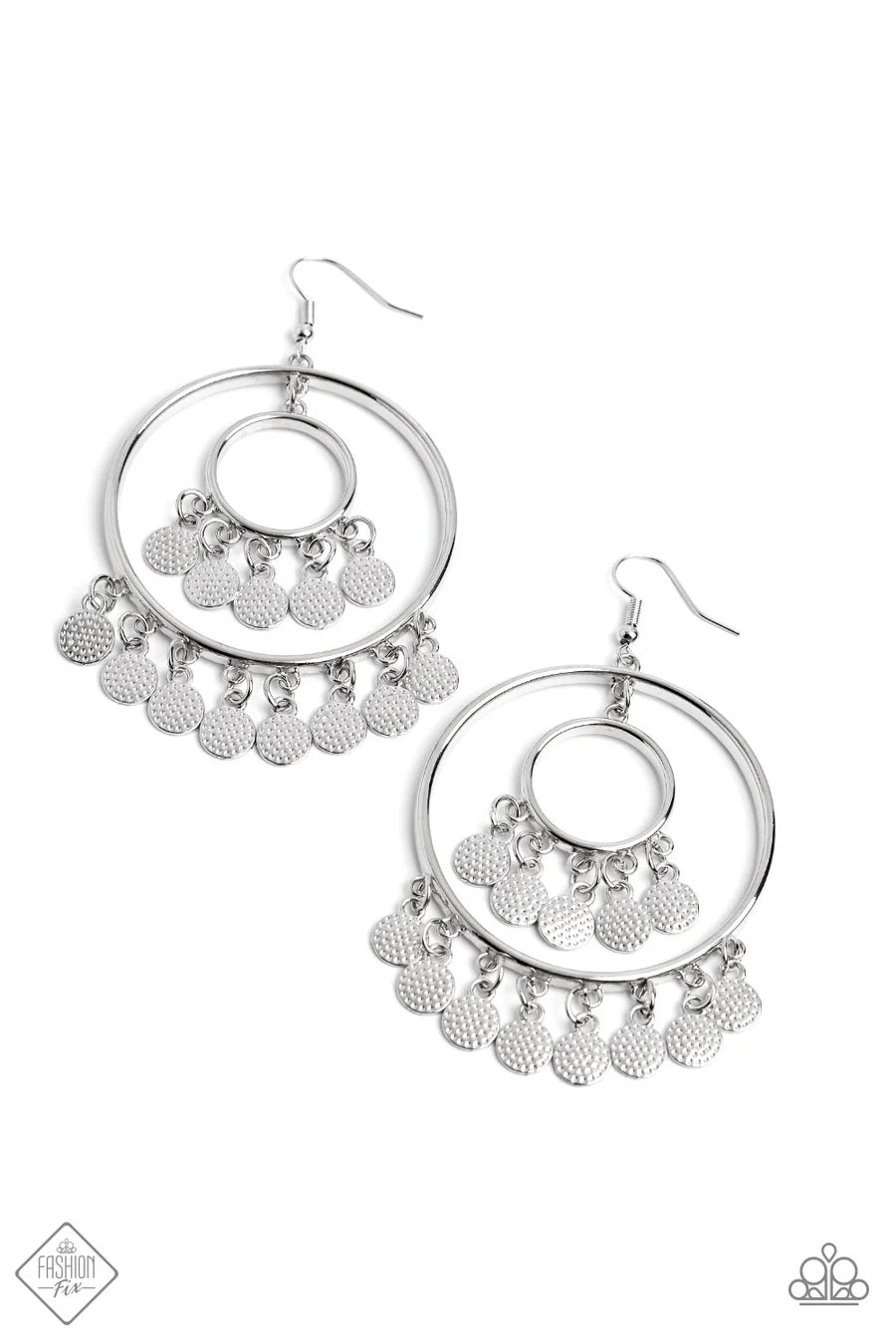 Paparazzi"CAVIAR COMMAND" Silver Earrings