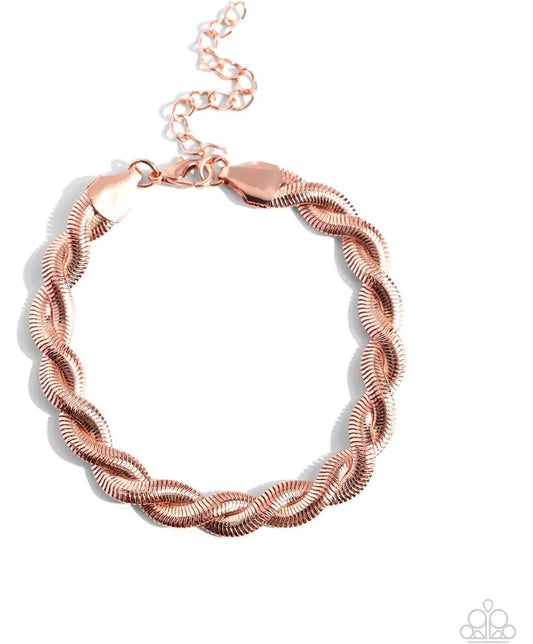 Paparazzi Tasteful Twists - Copper Bracelet