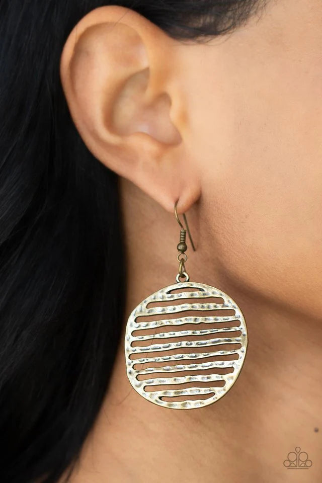 Paparazzi Earrings ~ Sunrise Stunner - Brass