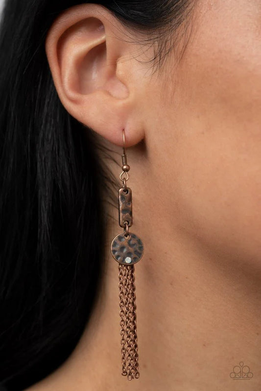 Paparazzi - Twinkle Twinkle Little Trinket - Copper Earrings