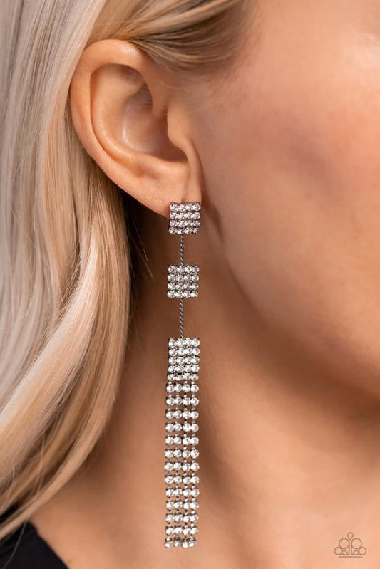 Paparazzi - Fiercely Free-Falling - Black Earrings