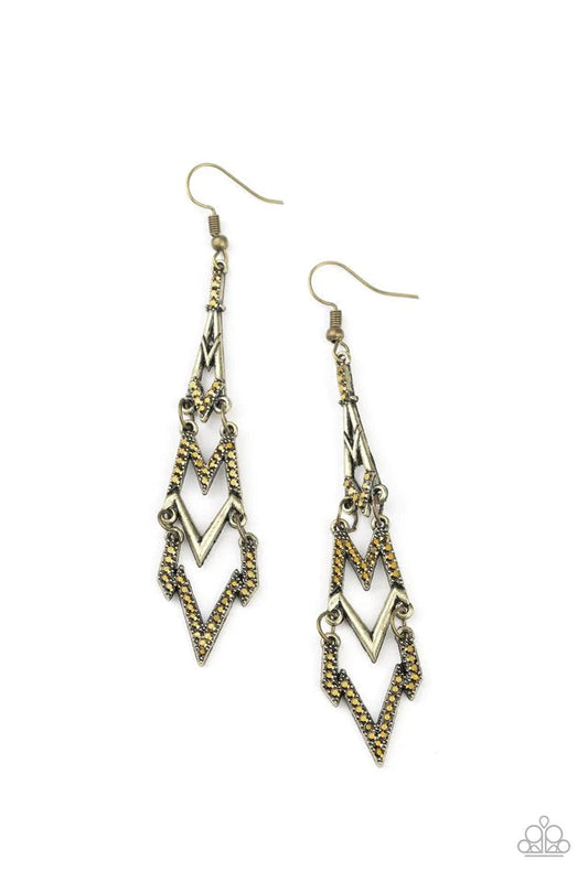 Paparazzi Earring  ~ Electric Shimmer - Brass