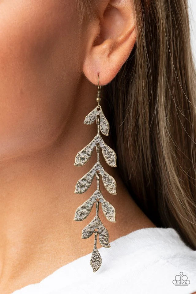 Paparazzi Lead From the FROND- Brass Earrings