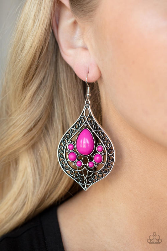 Paparazzi - New Delhi Nouveau - Pink - Paparazzi Earrings