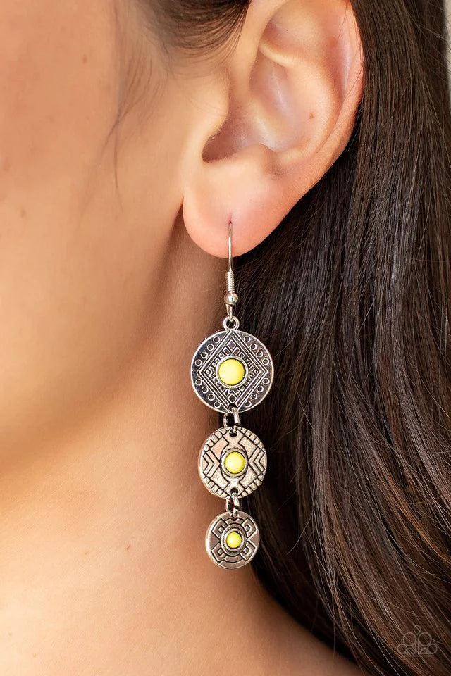 Totem Temptress - Yellow - Paparazzi Earrings