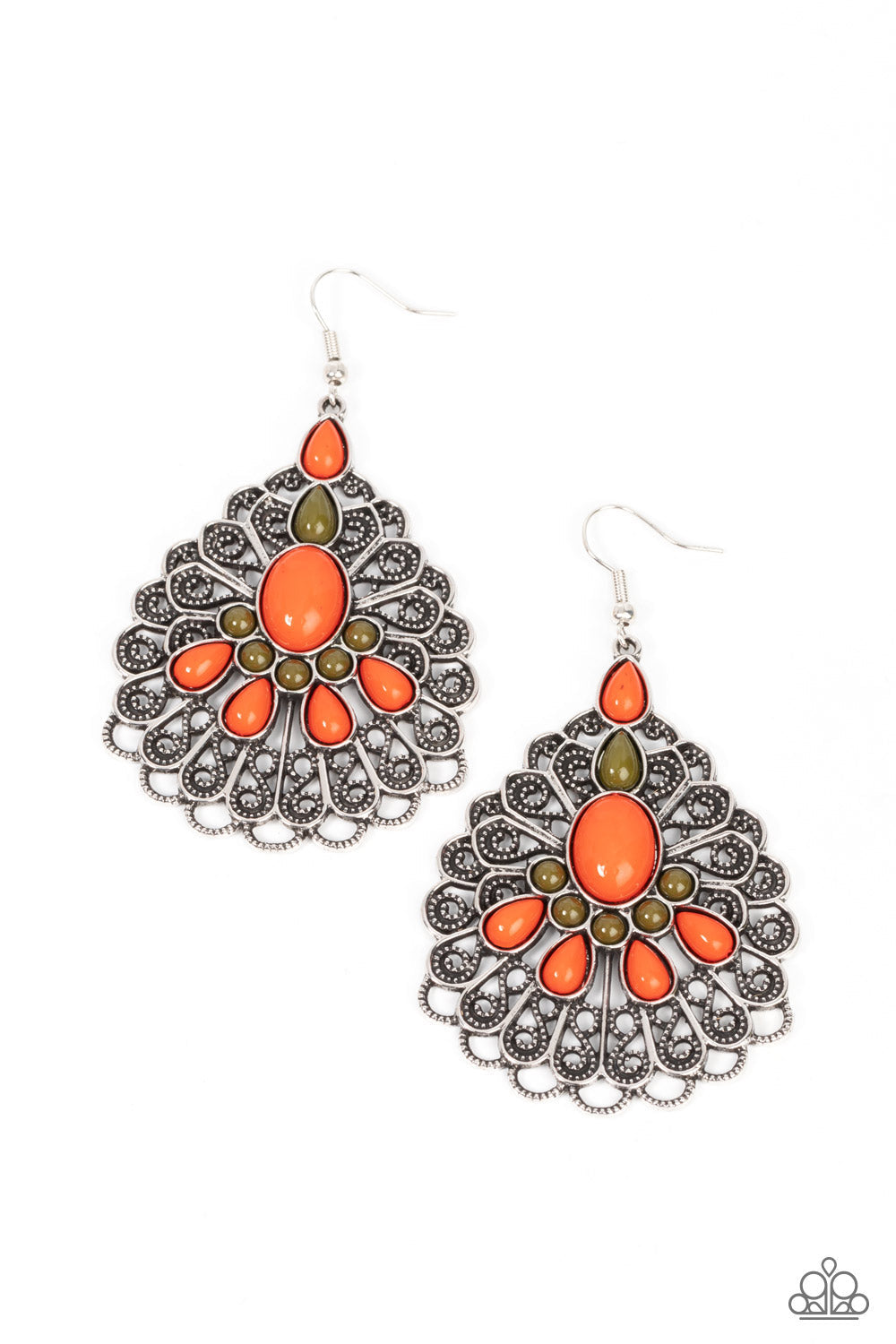 Paparazzi Peacock Prance Orange Earrings