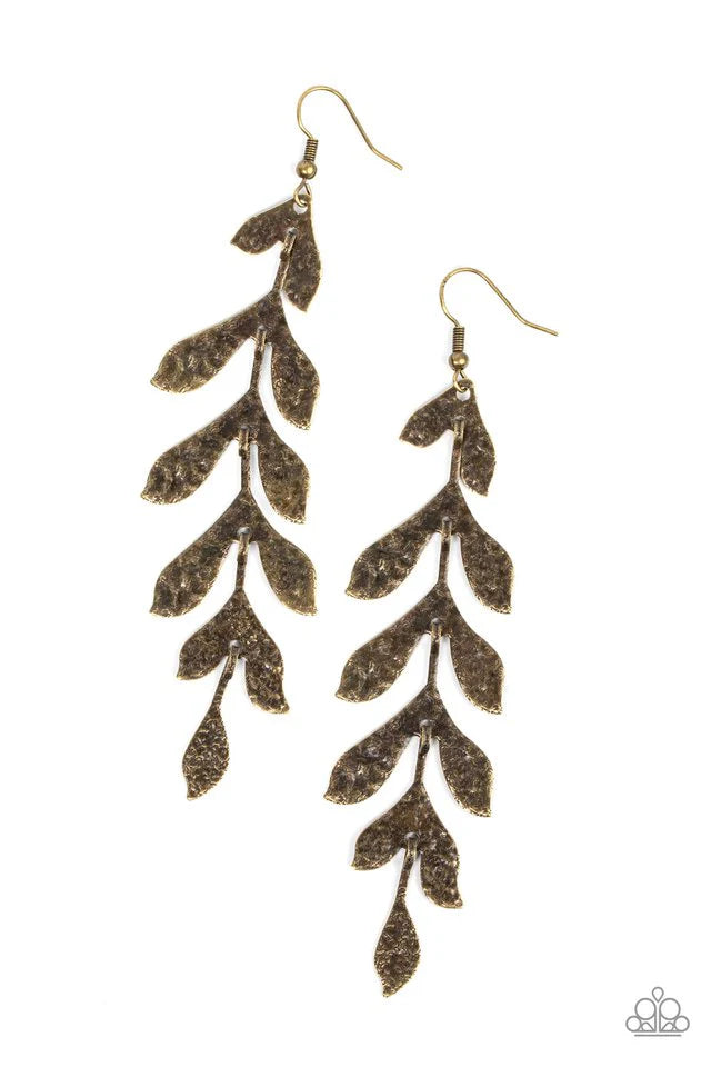 Paparazzi Lead From the FROND- Brass Earrings