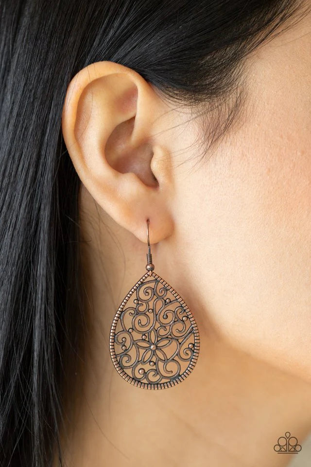 Paparazzi Tour de Garden - Copper Earrings