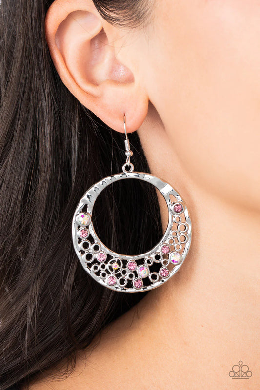 Paparazzi - Enchanted Effervescence - Pink Earrings