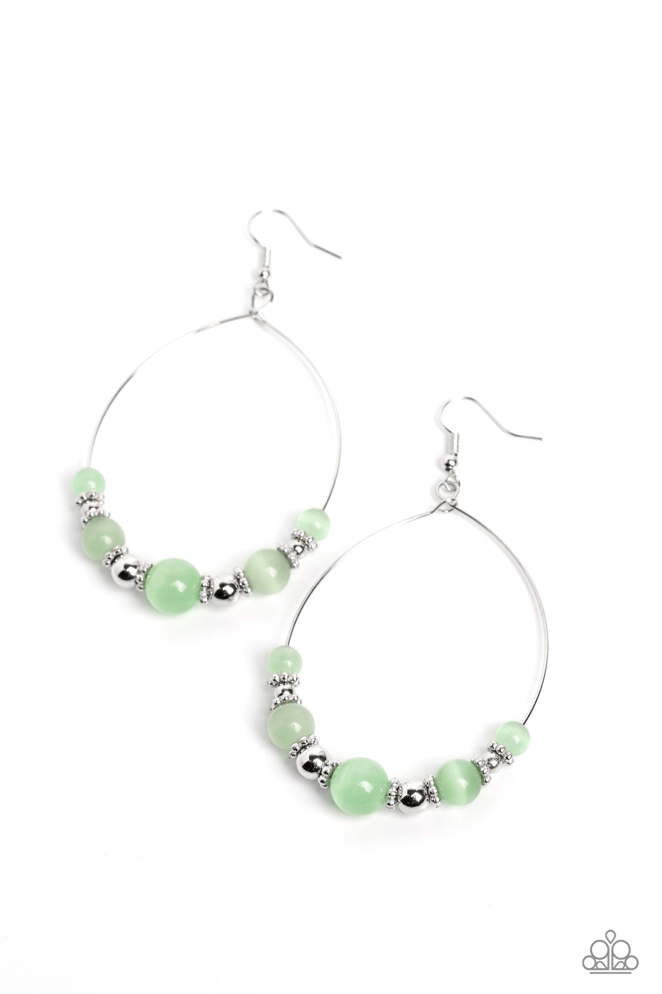 Paparazzi - Cats Eye Charisma - Green Earrings