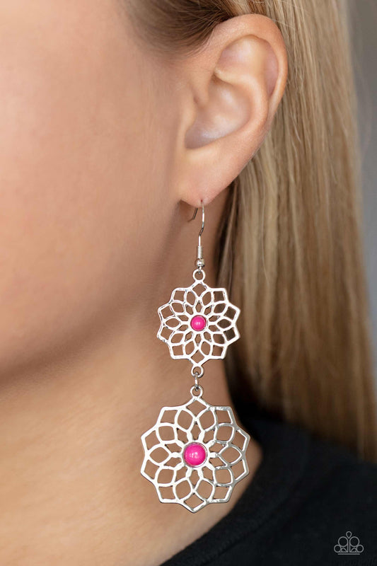 Paparazzi - Posh Posy - Pink Earrings