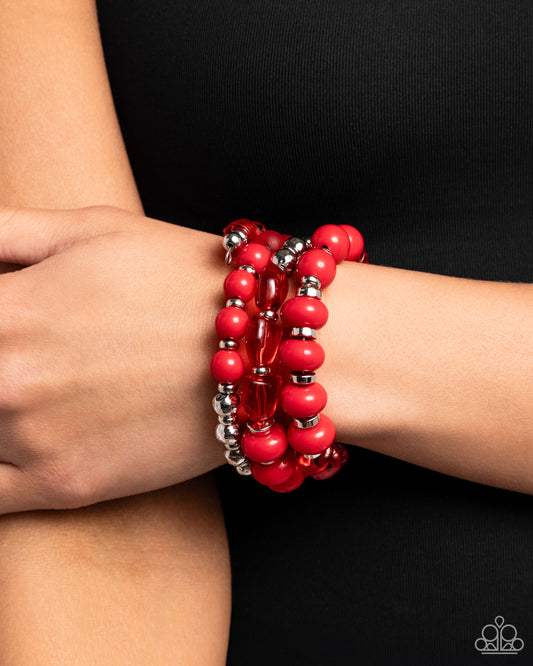 Paparazzi Colorful Charade - Red Bracelet