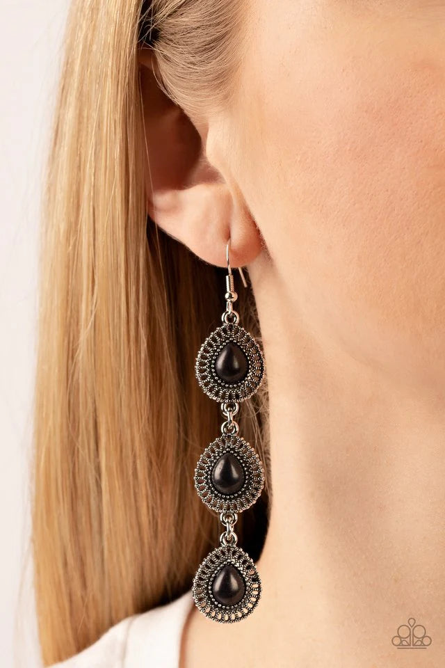 Desertscape Dweller - Black - Paparazzi Earrings