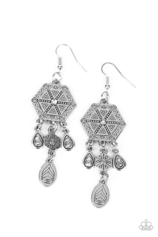 Paparazzi Dreamcatcher Delight White Earrings