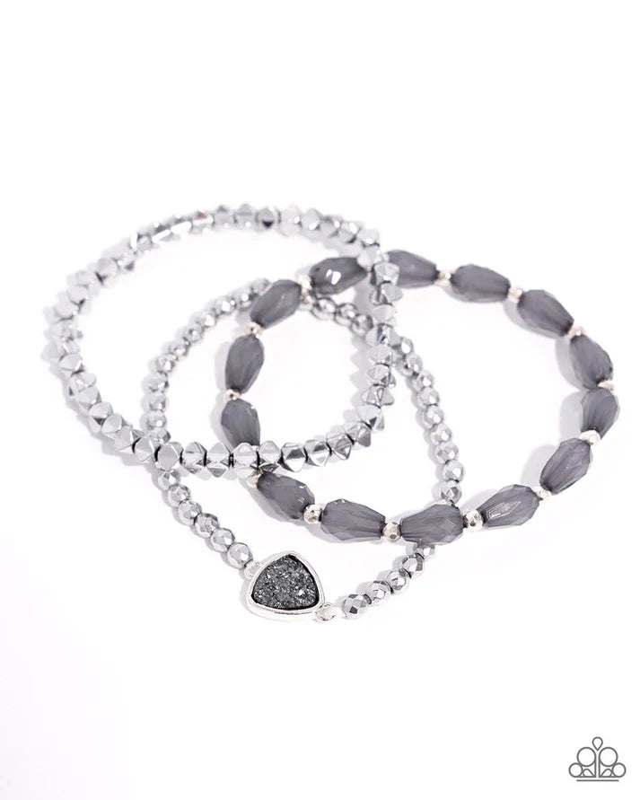 Paparazzi Bracelet ~ Druzy Decadence - Silver