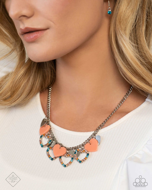 Paparazzi - Look the HEART - Orange Necklace