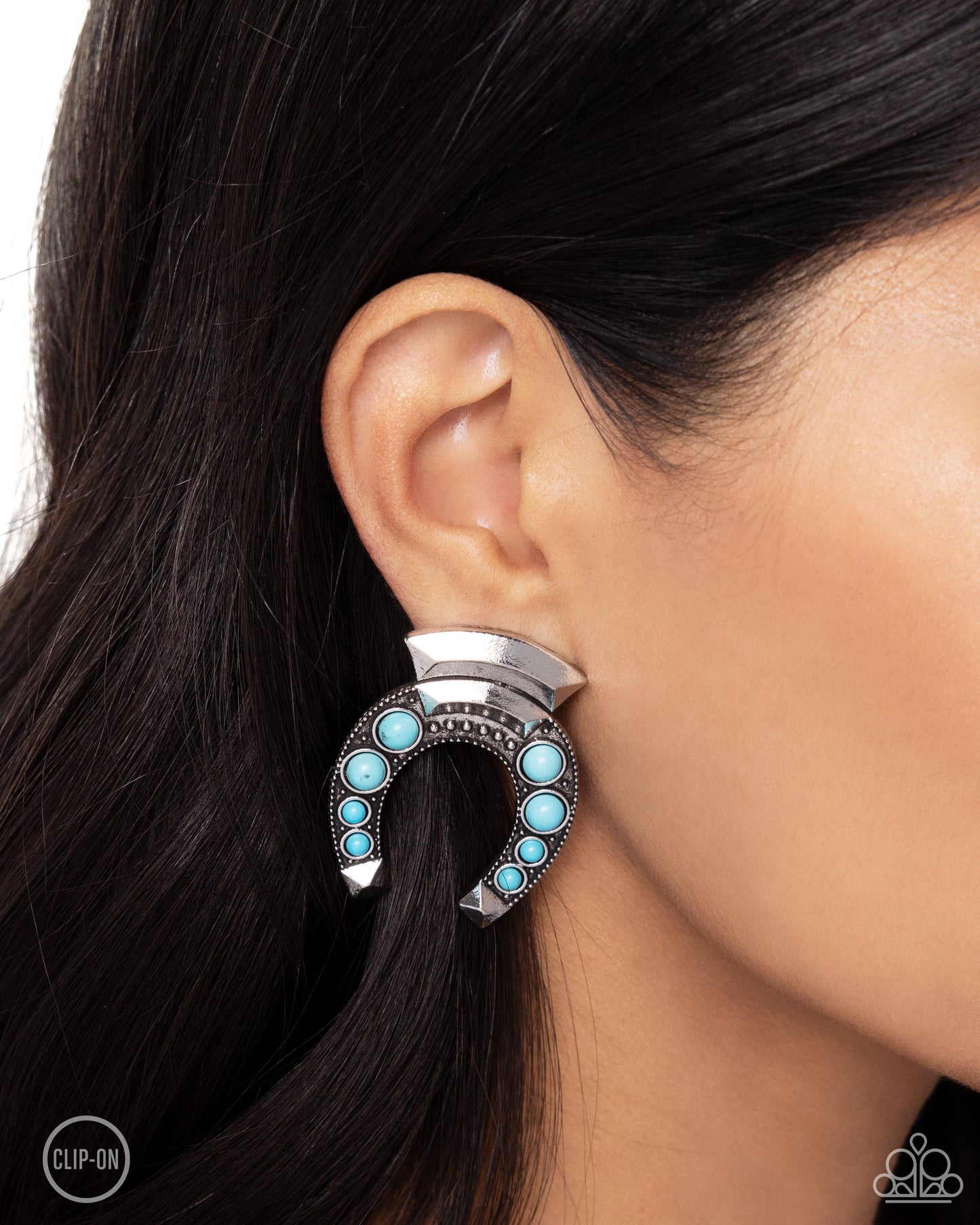 Paparazzi Harmonious Horseshoe Blue CLIP-ON Earrings