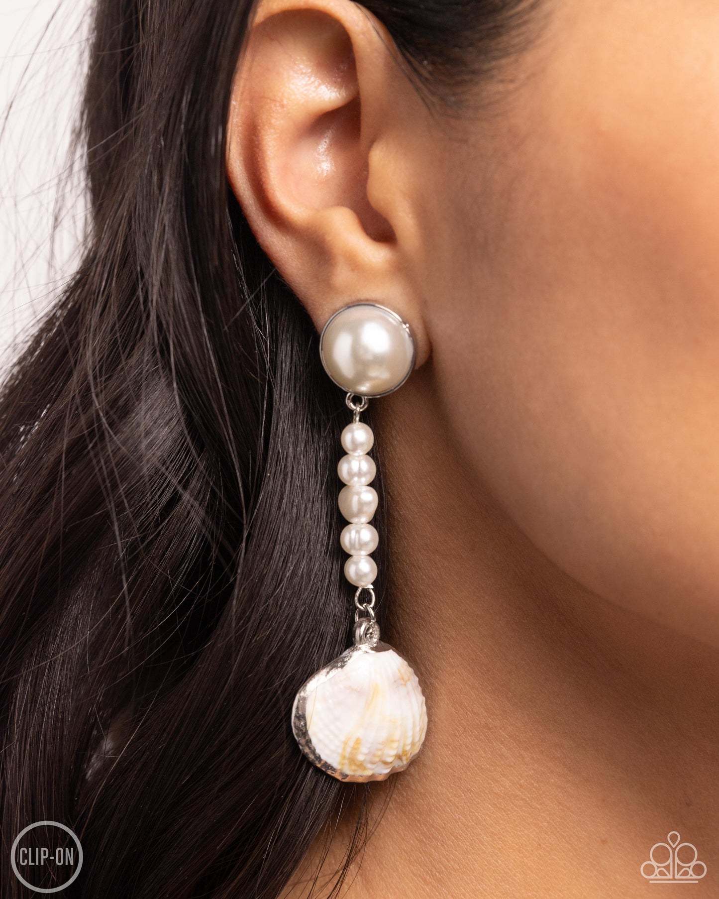 Paparazzi Oceanic Occasion White CLIP-ON Earrings