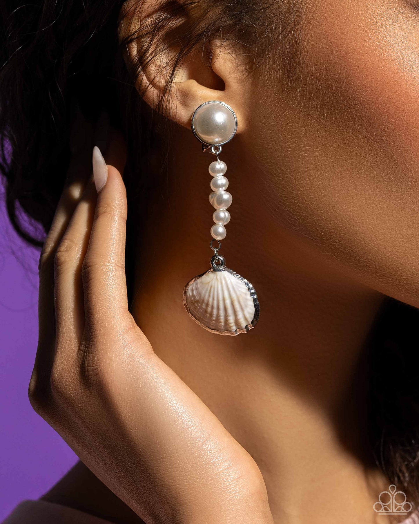 Paparazzi Oceanic Occasion White CLIP-ON Earrings