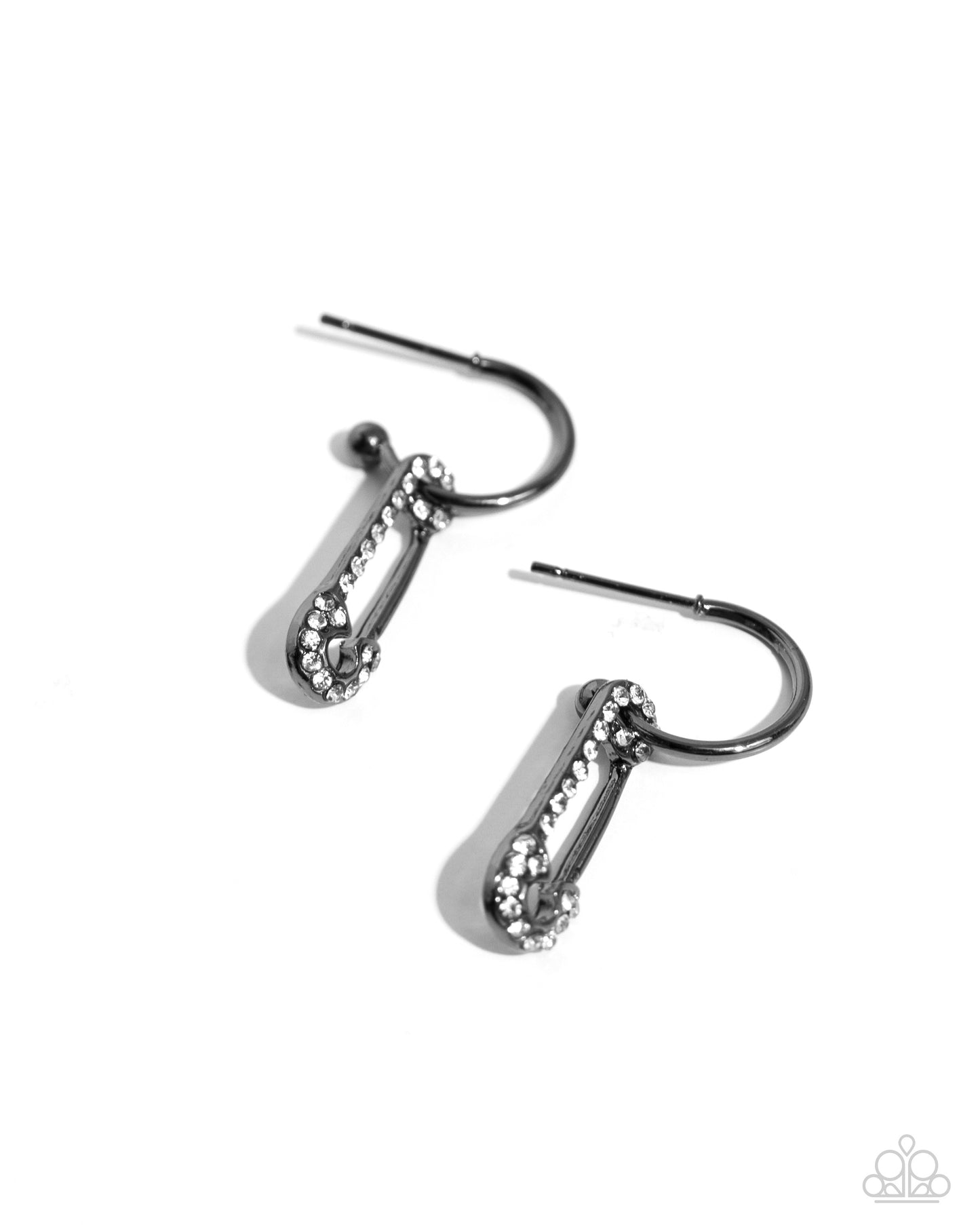 Paparazzi - Safety Pin Sentiment - Black Earrings